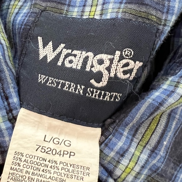 Vintage Wrangler Plaid Pearl Snap Cowboy Rancher Long Sleeve Button Down Shirt - Picture 4 of 4